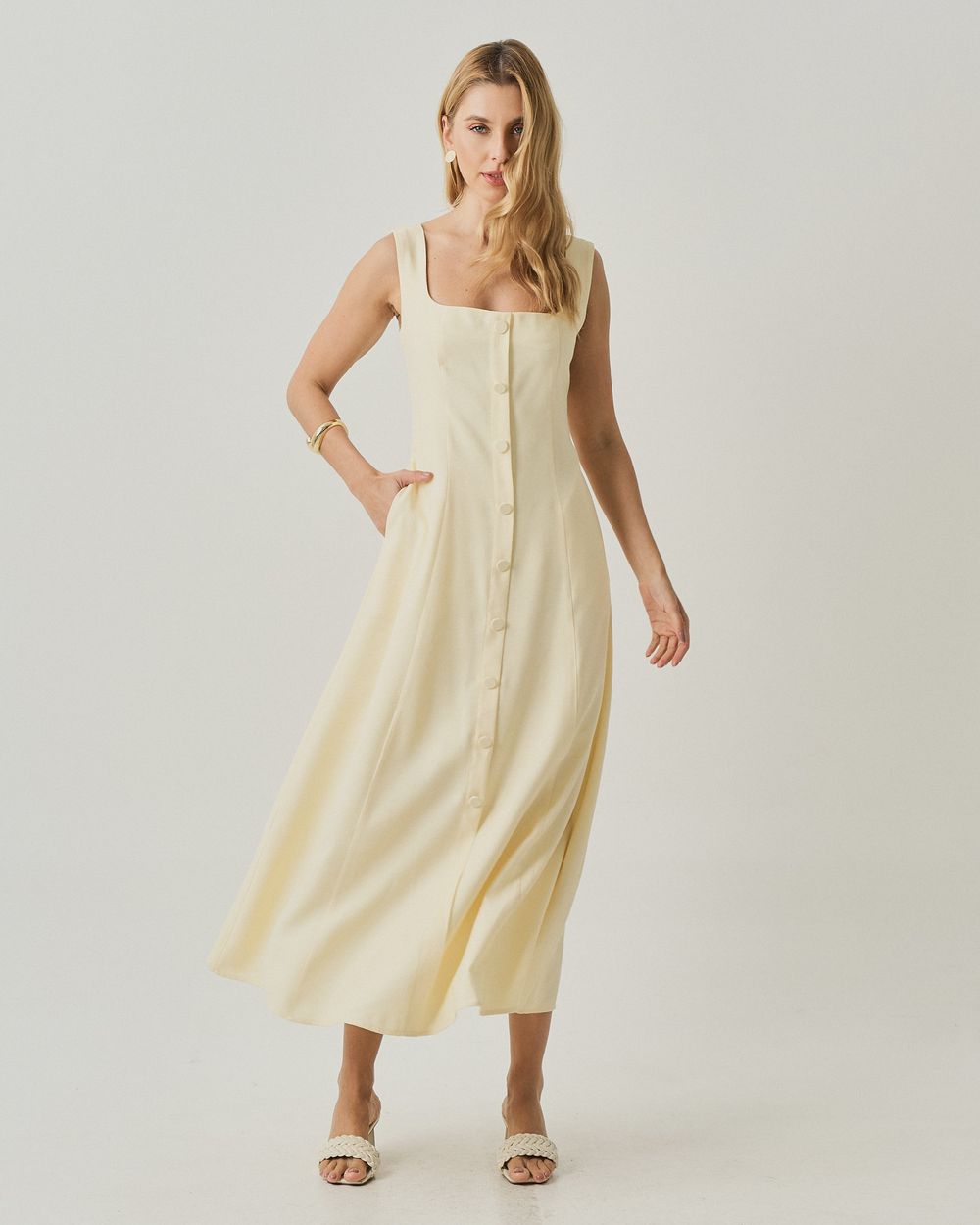 Vestido Misto Viscose Marina Evasê miniatura 3
