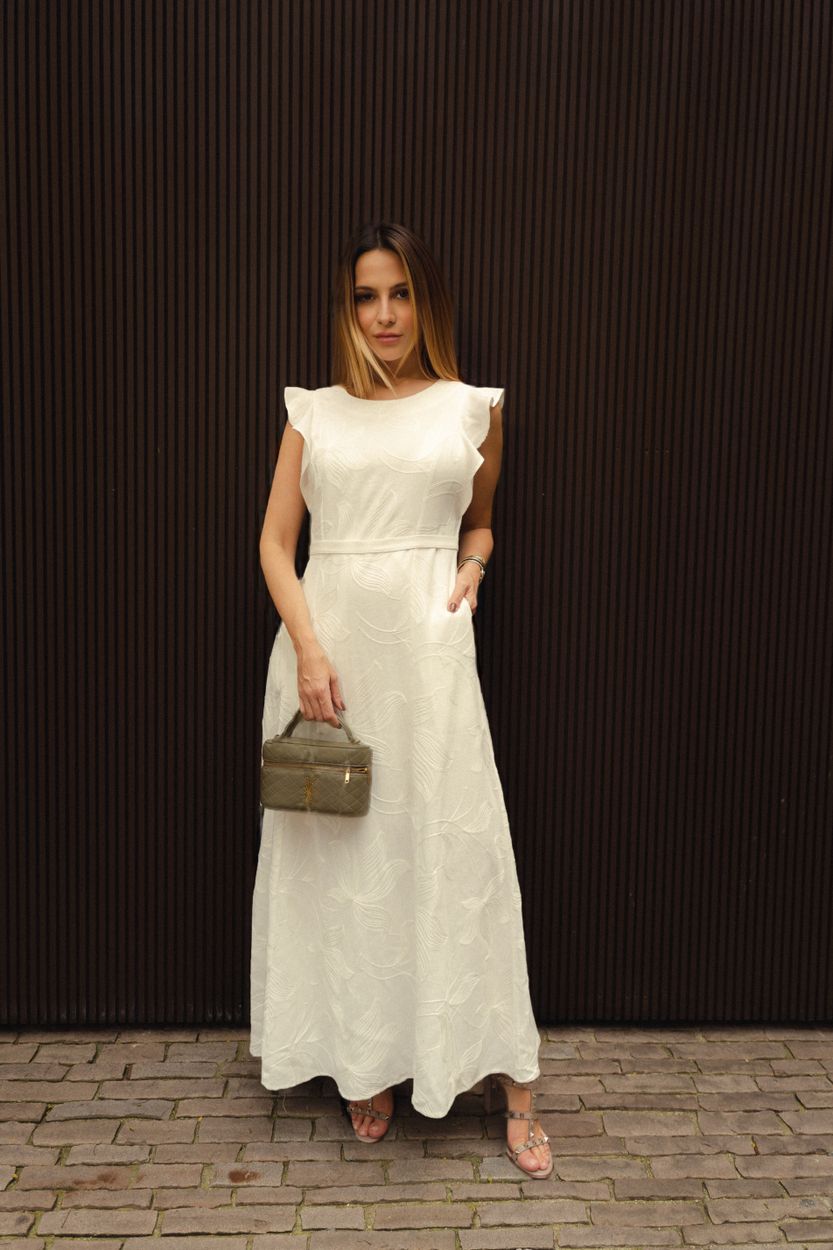 Vestido Misto Linho Tulipa Evasê
